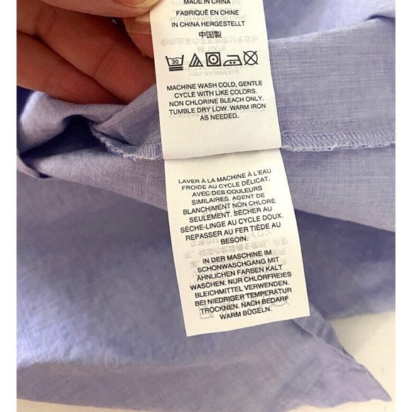 JCrew Button-Back Bell-Sleeve Top Blouse Peri Blue  G2264 Size 0 Business Casual - Picture 10 of 12